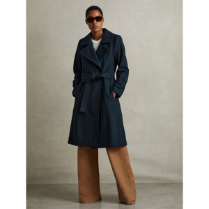 REISS RAE Wool Blend Belted Double Breasted Coat With Cashmere